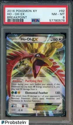 2016 Pokemon XY Breakpoint #92 Ho-Oh Ex PSA 8 NM-MT - Image 1