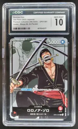 2022 One Piece Romance Dawn Roronoa Zoro Alternate Art #OP01-001 CGC 10 C RC7 - Image 1