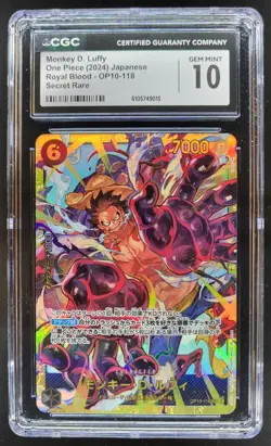 2024 ONE PIECE CCG JAPANESE MONKEY D. LUFFY SECRET RARE OP10-118 CGC 10 D RC7 - Image 1