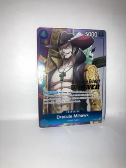 Dracule Mihawk STAMP RELEASE EVENT WINNER PROMO ALT ART P-081 ONE PIECE NM FOIL - Image 1