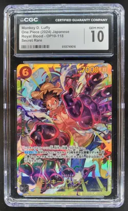 2024 ONE PIECE JAPANESE MONKEY D. LUFFY SECRET RARE OP10-118 CGC 10 C RC7 - Image 1