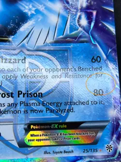 2013 TCG Pokemon #25 Articuno EX 25/135 Holo Full Art Plasma Storm MP - Image 5