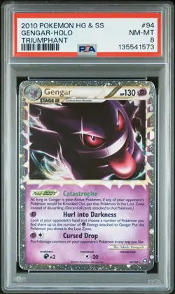 2010 POKEMON HEARTGOLD & SOULSILVER TRIUMPHANT #94 GENGAR-HOLO PSA 8 - Image 1