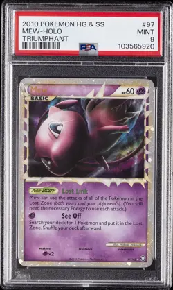 2010 POKEMON HEARTGOLD & SOULSILVER TRIUMPHANT #97 MEW-HOLO PSA 9 - Image 1