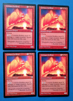 Magic the Gathering MTG Mirage CRIMSON HELLKITE X 4 ( 2 VLP/EX & 2 LP) R 1996! - Image 1
