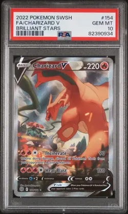 Charizard V 154/172 PSA 10 Pokemon Card Alternate Art English Brilliant Stars - Image 1