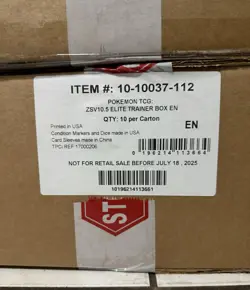 Pokemon TCG Scarlet Violet Black Bolt Elite Trainer Box Sealed Case of 10 ETB's - Image 1