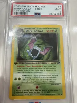 2000 Pokemon Team Rocket 1st Edition #7 Dark Golbat - Holo PSA 9 MINT - Image 1