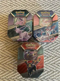 Pokemon TCG V HEROES Tins Set of 3 Espeon, Sylveon, And Umbreon - Image 1