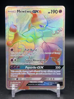 Pokemon Mewtwo GX Full Art Rainbow Secret Rare Shining Legends English NM - Image 1