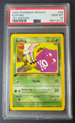 KOFFING #58 PSA 10 • 2000 POKEMON ROCKET 1ST EDITION • GEM MINT - Image 1