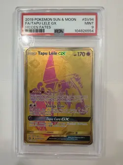 2019 POKEMON SUN & MOON HIDDEN FATES FULL ART #SV94 TAPU LELE GX PSA 9 Mint - Image 1