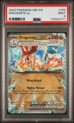 2023 Pokemon OBF EN Dragonite ex Extended Art Double Rare 159/197 PSA 9 MINT - Image 1