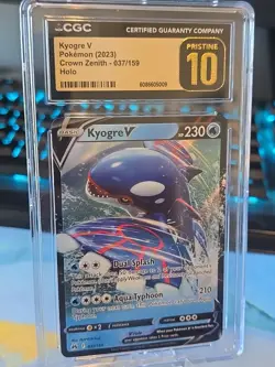 💎🔥 Kyogre 037/159 Certified Pristine 10 Crown Zenith Double Rare Pokemon Holo - Image 1