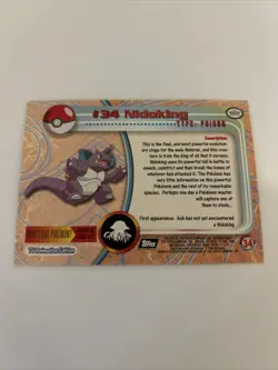Pokemon Topps Nidoking #34 Series 1 Black Logo Rays Foil HOLO - Image 2