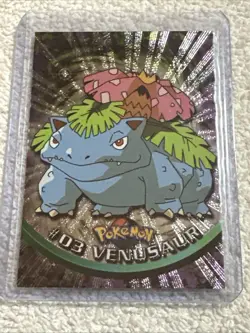 VENUSAUR #03 POKEMON 1999 TOPPS HOLO SERIES 1 TV ANIMATION BLACK LABEL - Image 1
