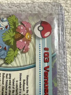 VENUSAUR #03 POKEMON 1999 TOPPS HOLO SERIES 1 TV ANIMATION BLACK LABEL - Image 4