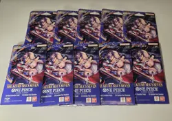 One Piece Tcg OP14 The Azure Sea's Seven Sleeved Booster Packs Lot Of 10 New - Image 1