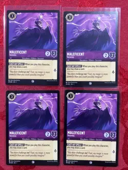 4x Disney Lorcana - Maleficent - Sorceress - 49/204 Pull To Sleeve Mint x4 - Image 1