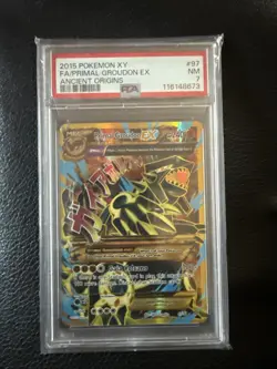 Pokemon XY Ancient Origins Primal Groudon EX Full Art #97/98 PSA 7 - Image 1