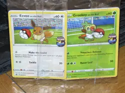 Pokemon PAIR Grookey & Eevee on the ball - England FA Futsal Promo STILL SEALED - Image 1