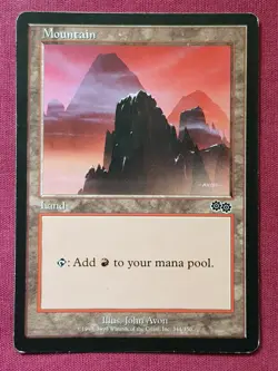 Magic The Gathering URZA'S SAGA MOUNTAIN 344 land card MTG - Image 1