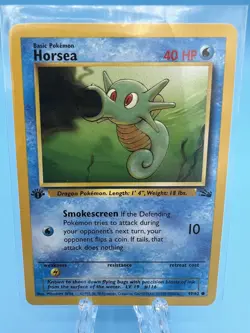 Pokemon Card Horsea Fossil 49/62 1st Edition Common WOTC Vintage NM (3) - Image 1