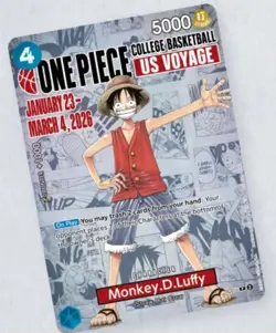 [PRESALE] One Piece Monkey D. Luffy US Voyage College Basketball Promo Card - Image 1
