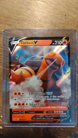 Pokemon TCG Torkoal V Sword & Shield Base Set 024/202 Holo Ultra Rare - Image 1