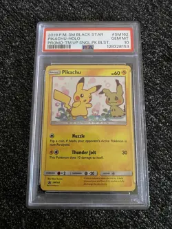 2019 Pikachu #SM162 Holo Team Up Blister Black Star Promo PSA 10 - Image 1