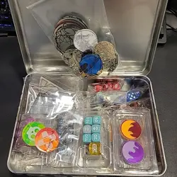 Pokemon Accessories Lunchbox Lot - Coins, Dice, Counters - Image 1