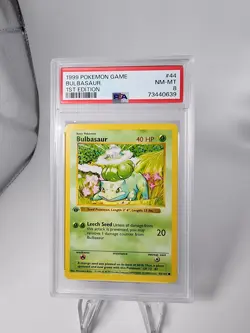 1999 Pokemon Base Set 1st Edition Shadowless #44 BULBASAUR PSA 8 NM-MT - Image 1