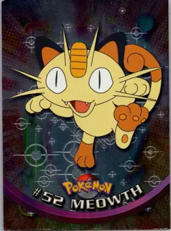 1999 Topps Black Logo Pokemon TV Animation Series FOIL Meowth #52 LP Free Ship - Image 1