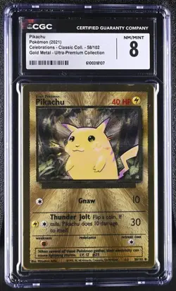 Pikachu *CGC 8* GOLD METAL *Celebrations Promo* #58 *2021* Pokemon - Image 1