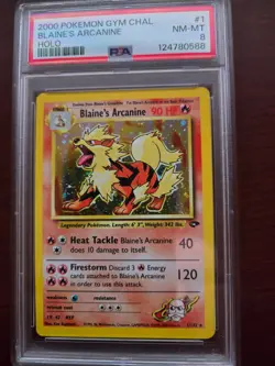2000 POKEMON GYM CHALLENGE HOLO #1 BLAINE'S ARCANINE PSA 8 - Image 1
