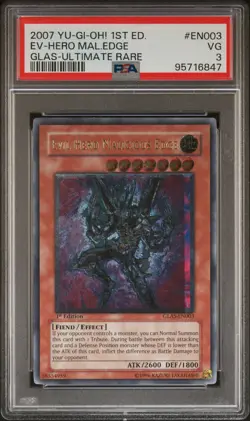 2007 YU-GI-OH! GLAS-GLADIATOR'S ASSAULT #EN003 EVIL HERO MALICIOUS EDGE PSA 3 - Image 1