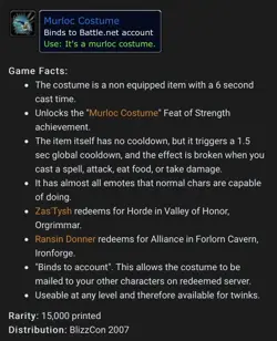 🔥 BLIZZCON 2007 World Of Warcraft - MURLOC SUIT / COSTUME - Loot code Card 🎁 - Image 3