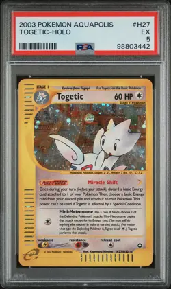 PSA 5 Togetic H27/H32 2003 Aquapolis Holo Rare Pokemon Card - Image 1