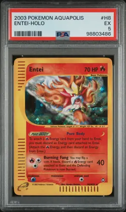PSA 5 Entei H8/H32 2003 Aquapolis Holo Rare Pokemon Card - Image 1