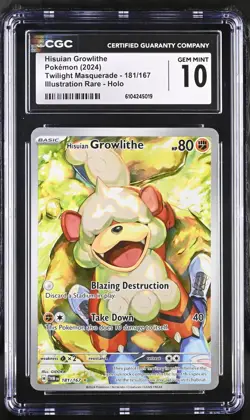 Hisuian Growlithe Twilight Masquerade Card 181/167 PSA CGC 10 - Image 1