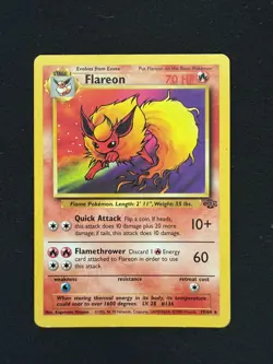 Pokemon Flareon Card 19/64 Jungle Set Regular TCG Non-Holo MP 1999 WOTC Vintage - Image 1