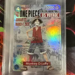 One Piece Monkey D Luffy College Basketball Promo Card Sealed - Rutgers - Image 1