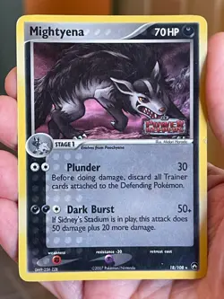 POKEMON MIGHTYENA 18/108 RARE REVERSE HOLOFOIL POWER KEEPERS STAMPED HP CARD - Image 1