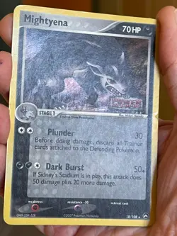 POKEMON MIGHTYENA 18/108 RARE REVERSE HOLOFOIL POWER KEEPERS STAMPED HP CARD - Image 3
