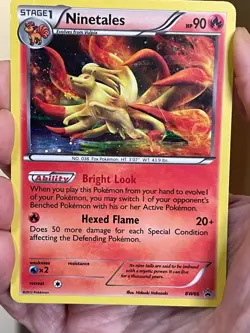 POKEMON NINETALES BW66 PROMO BLACK STAR COSMOS HOLOFOIL DAMAGED CARD SEE PICS - Image 1