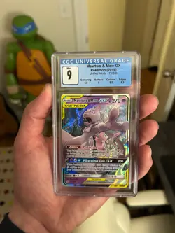 CGC MINT 9 Pokemon TCG Mewtwo & Mew GX 71/236 Sm-Unified Minds Holo Rare - Image 3