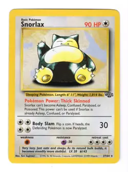 Snorlax 27/64 Non-Holo Rare WOTC Jungle Unlimited Pokemon TCG LP - Image 1