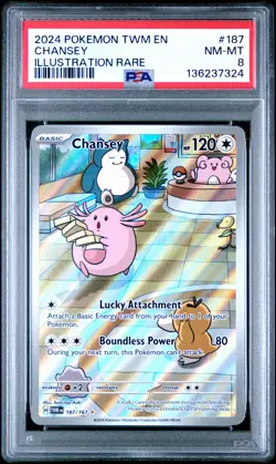 2024 POKEMON TWM EN-TWILIGHT MASQUERADE ILLUSTRATION RARE #187 CHANSEY PSA 8 - Image 1