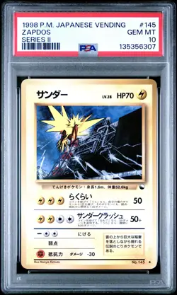 1998 POKEMON JPN VENDING SER II #145 ZAPDOS PSA 10 - Image 1