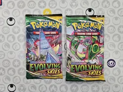 Pokemon TCG Sword & Shield Evolving Skies Booster Pack Band NEW SEALED Two Packs - Image 1